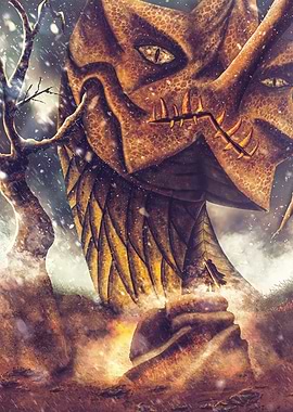 Dragon in Snowy Landscape