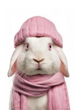 Rabbit with Pink Hat and Scarf