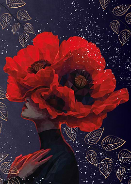 Floral Woman Portrait with Geometric Style