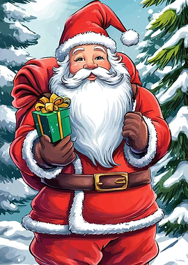 Santa Claus Gift Snowy Forest