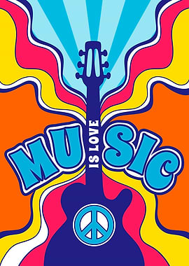 Music is Love - Retro Poster