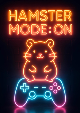 Hamster Mode On Neon Sign