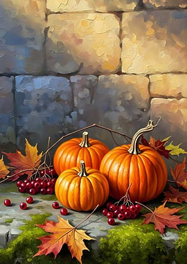 Autumn Still Life with Pumpkins