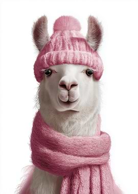 Llama in Pink Winter Outfit