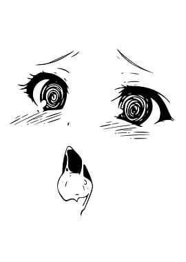 Anime Shocked Face Black and White