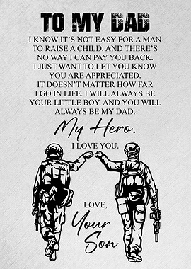 Soldier Dad & Son Poster – “Thank You Dad” Military Gift for Fathers