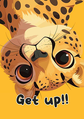 Cartoon Cheetah 'Get up!!' Illustration