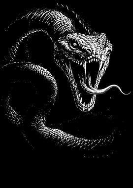 Monochrome Snake Illustration