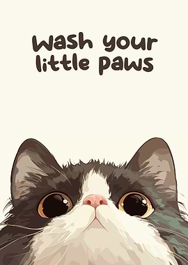 Wash Your Little Paws Cat Art