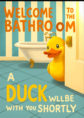 Welcome Bathroom Duck Art