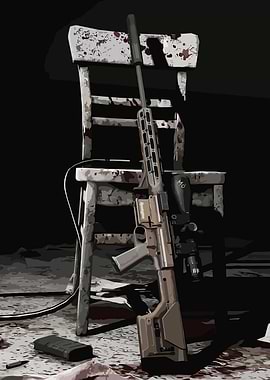 Rifle Leaning on Chair