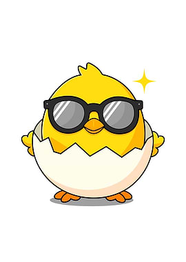 Cool Chick in Egg Cartoon