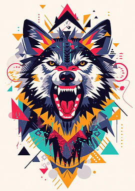 Geometric Wolf Head Illustration