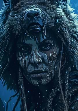 Warrior Woman with Bear Headdress