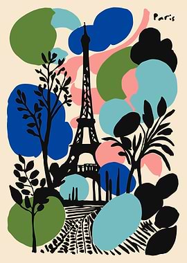 Paris Eiffel Tower Colorful Illustration
