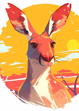 Kangaroo Portrait in Warm Tones