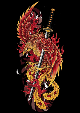 Phoenix and Katana Illustration