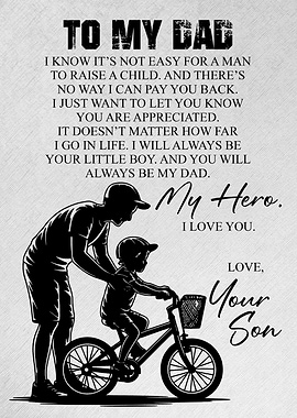 Biking Dad & Son Poster – Meaningful Father’s Day Gift for Dad
