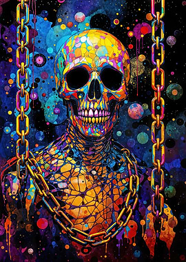 Colorful Skull with Chains