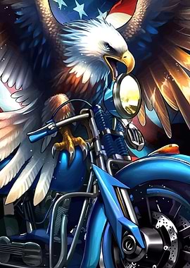 Eagle Motorcycle American Flag