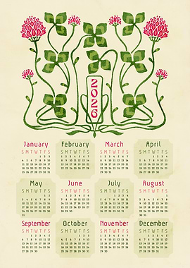 2026 Vintage Lucky Clover Calendar