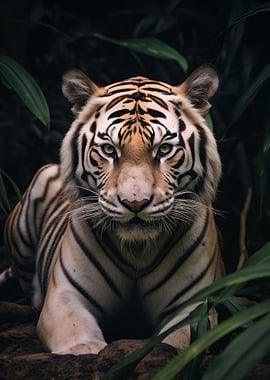 Tiger Portrait in Jungle Setting