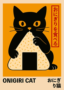 Onigiri Cat Illustration