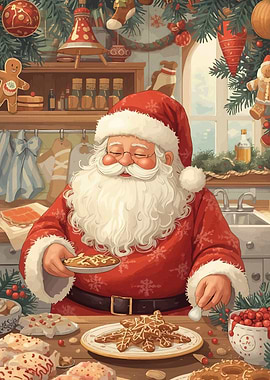 Santa Claus Baking Christmas Cookies