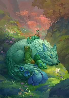 Sleeping Fox Cubs Nature