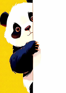 Cute Panda Peeking Illustration