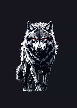 Wolf with Red Eyes