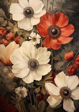 Floral Red and White Flowers