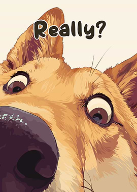 Surprised Dog Close-Up with 'Really?'