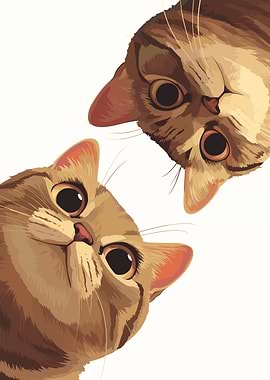 Two Curious Cats Illustration