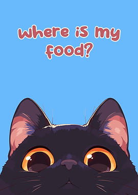 Where is my food? Cat poster