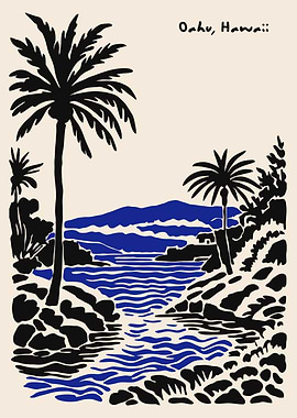 Oahu, Hawaii Minimalist Landscape Art