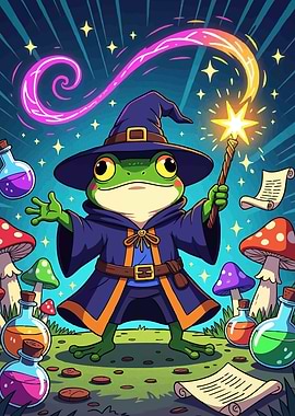 Frog Wizard Cartoon