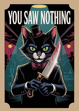 You Saw Nothing Cat Illustration