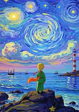 Little Prince Starry Night Seascape