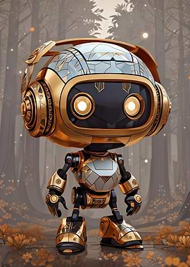 Golden Robot in Forest
