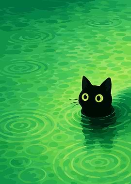 Black Cat in Green Water