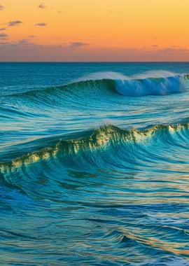 Ocean Waves at Sunset
