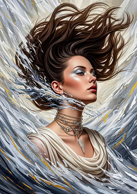 Elegant Woman with Flowing Hair