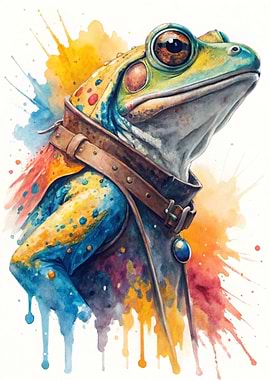 Watercolor Frog in Coat