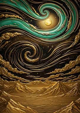 Golden Celestial Landscape