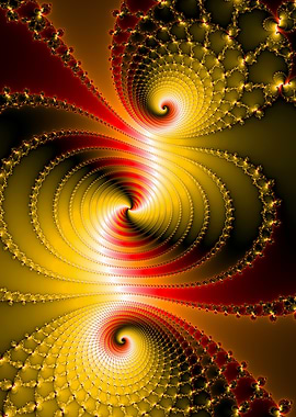 Golden and Red Fractal Spirals