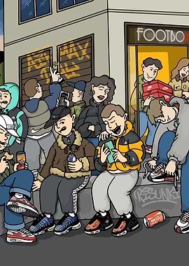 Sneaker Release Line Cartoon Illustration