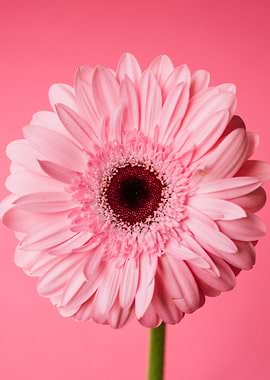 Pink Gerbera Daisy on Pink Background
