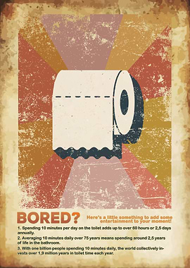 Bored Funny Toilet Poster
