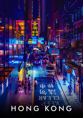 Hong Kong Neon Cityscape at Night